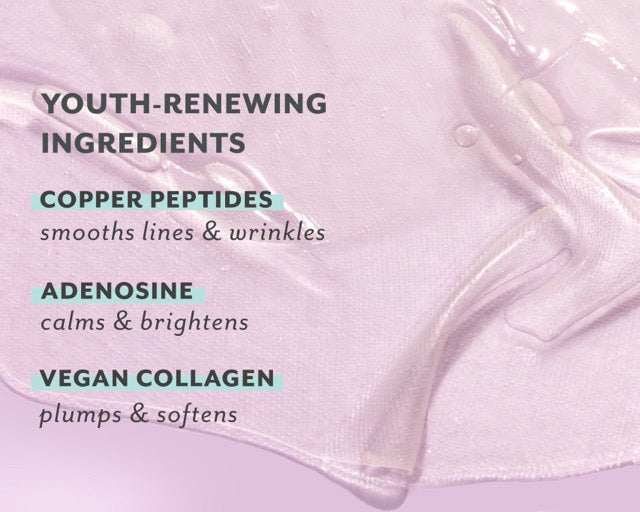 Youth-renewing ingredients: copper peptides, adenosine, vegan collagen